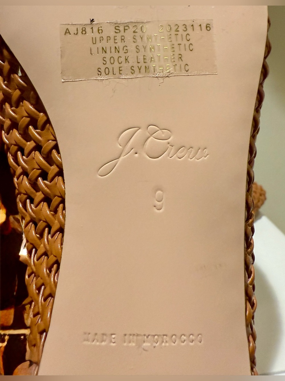 New J.Crew Woven Ballet Flats Size 9 Cognac Brown Raffia Look - Picture 7 of 9